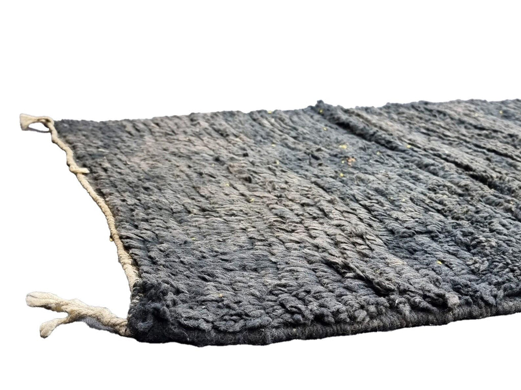 Moroccan Boujaad black and yellow wool runner detail 4