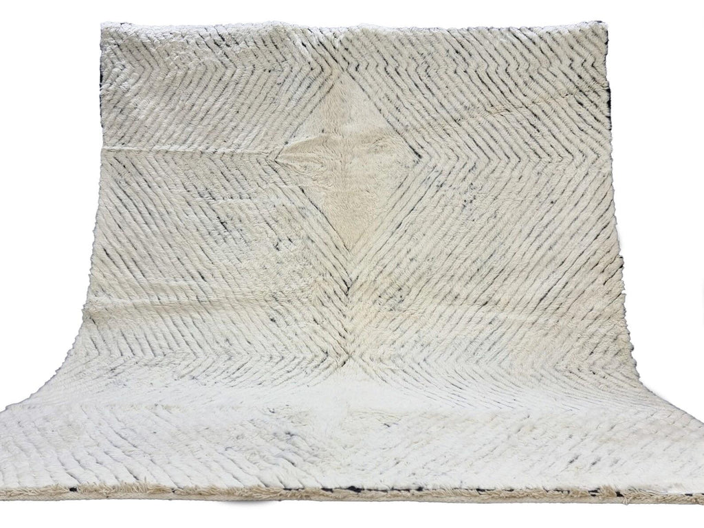 Moroccan Boujaad black and white striped wool rug detail 9