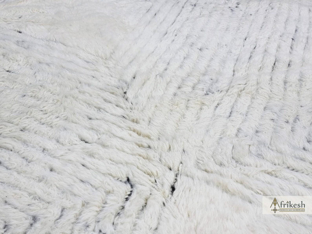 Moroccan Boujaad black and white striped wool rug detail 3