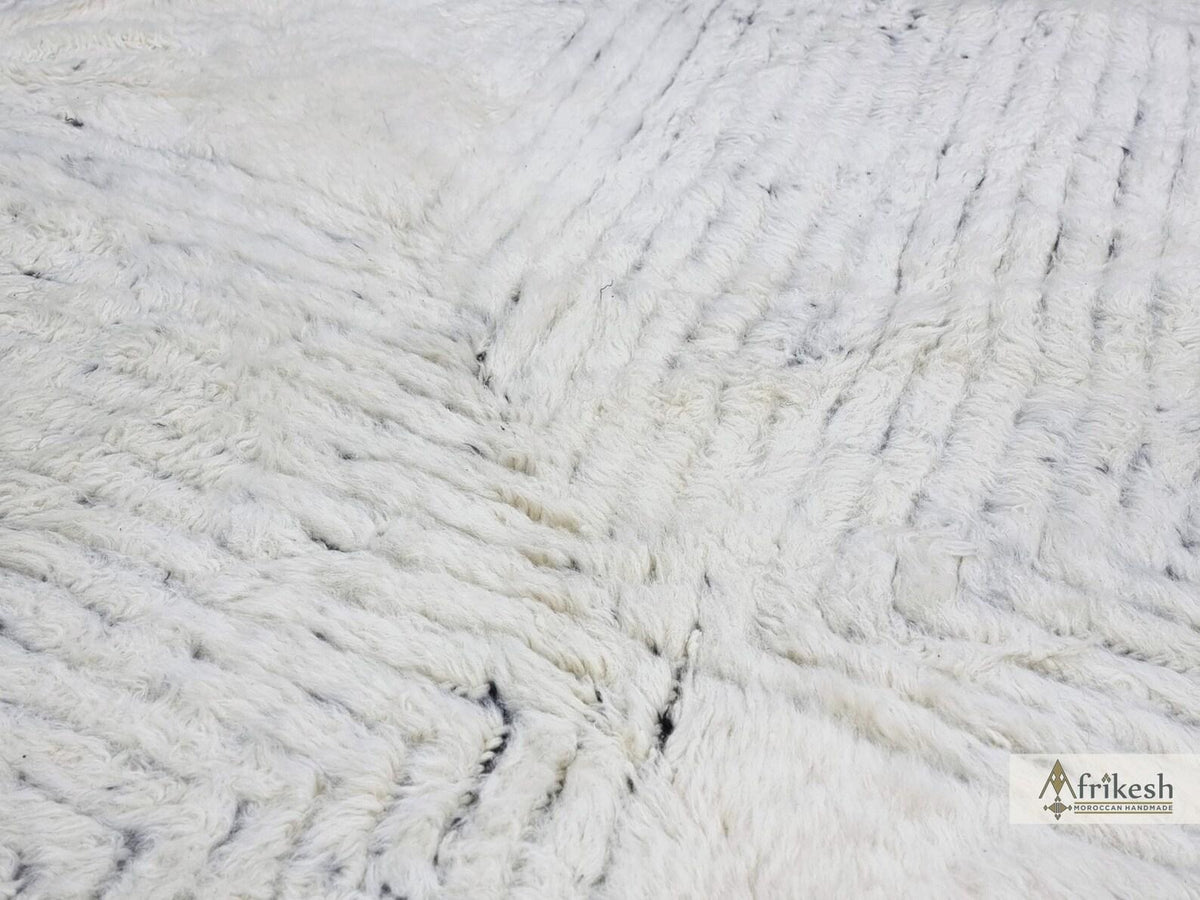 Moroccan Boujaad black and white striped wool rug detail 3
