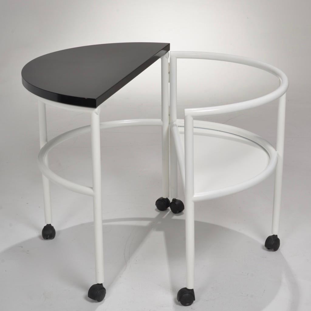 Italian Postmodern round rolling writing desk detail 6